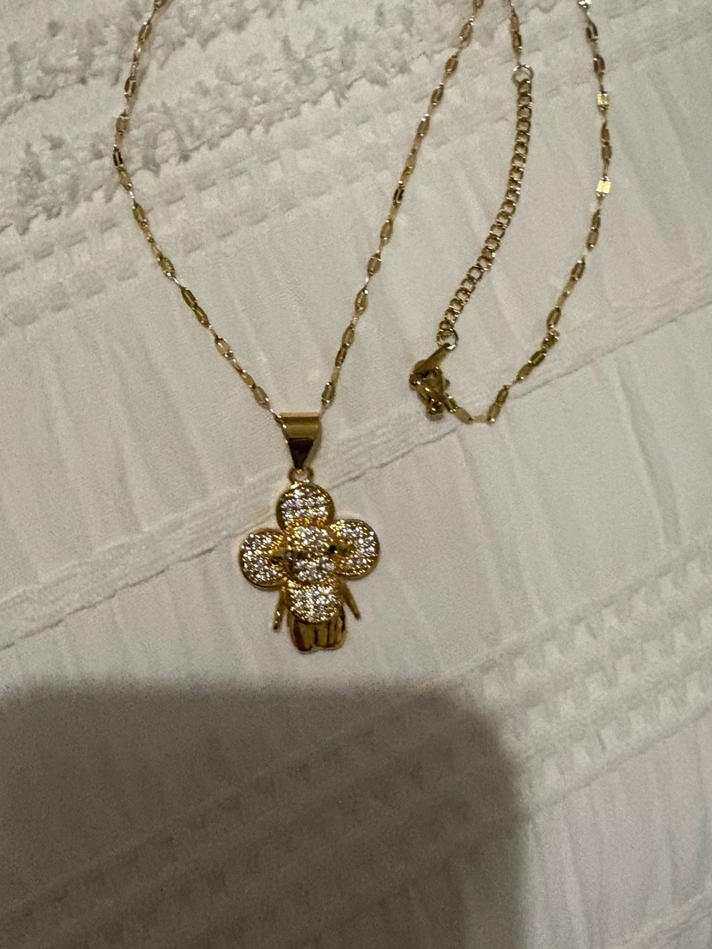 Gold Crystal Clover Pendant Necklace - Women Jewelry
